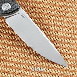 Folding Knife F3NS K110 Blade Titanium Carbon Fiber Handle EDC Camping Hunt New