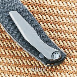 Folding Knife F3NS K110 Blade Titanium Carbon Fiber Handle EDC Camping Hunt New