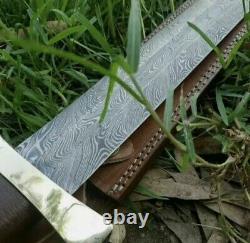 GK High Carbon Damascus folded Steel Viking Sword Full Tang Handmade Razor Sharp