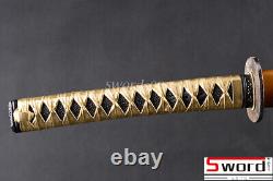 Golden Japanese samurai sword katana 2048 layers Folded Steel Sharp Can cut tree