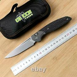 Green thorn 110b D2 blade folding knife Carbon fiber+Titanium tactical camping