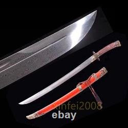 Hand Forged Chinese Sword Broadsword Damascus Folded Carbon Steel Blade Qing Dao