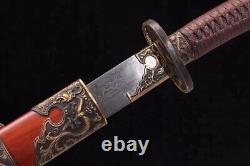 Hand Forged Chinese Sword Broadsword Damascus Folded Carbon Steel Blade Qing Dao