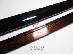 Hand forged samurai katana wave tsuba titanium adsorb folded steel sword sharp