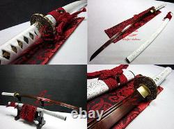 Handforged red blade wave tsuba titanium adsorb folded steel sharpened sword