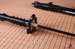 Handmade Black Folded Steel Japanese Samurai Katana Sword Full Tang sharp blade
