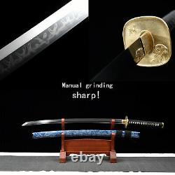 Handmade Clay Tempered Folded T10 Katana Japanese Samurai Sharp Sword Real Hamon