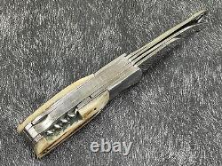 Handmade D2 Carbon Steel 4 Blade Pocket Knife Folding Stag Horn Knife WithSheath