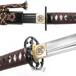 Handmade Damascus Folded Steel Japanese Sword katana full tang saya REAl sharp