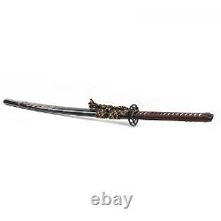Handmade Damascus Folded Steel Japanese Sword katana full tang saya REAl sharp