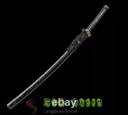 Handmade Katana Japanese Samurai Swords T10 Folded Clay Tempered Steel Full Tang