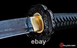 Handmade Sharp Japanese Samurai Katana Damascus Folded Steel Full Tang Sword