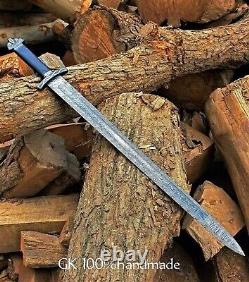 High Carbon Damascus folded Steel Viking Sword Full Tang Handmade Razor Sharp