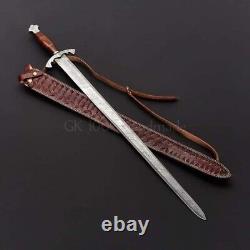 High Carbon Damascus folded Steel Viking Sword Full Tang Handmade Razor Sharp GK