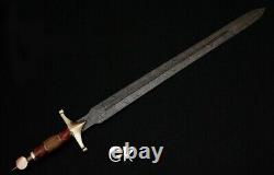 High Carbon Damascus folded Steel Viking Sword Full Tang Handmade Razor Sharp GK