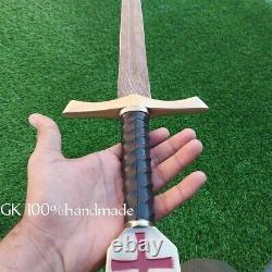 High Carbon Damascus folded Steel Viking Sword Full Tang WITH Razor EDGES GK