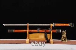 High Quality Kung Fu Sword Folded Carbon Steel Blade Wushu Dao Rosewood Sheath