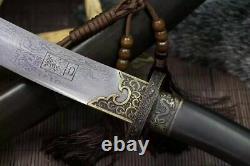 High Quality Mongolian Sabre Sharp HRC60 Folded Steel Sword Cavalry Ebony Sheath