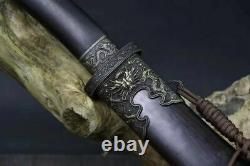 High Quality Mongolian Sabre Sharp HRC60 Folded Steel Sword Cavalry Ebony Sheath