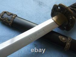 Japan Military Officer's Sword Samurai Katana Folded Steel Blade Wood SheathJ026