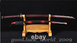 Japan Samurai Sword Folding Steel Red Black Blade Razor Sharp Blade Battle Ready