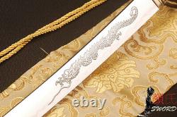 Japanese Dragon Sword Samurai Katana Clay Tempered Folded Steel Hardened SHARP