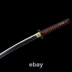 Japanese Samurai Katana Folded Steel Clay Tempered Razor Sharp Shirasaya SwordOp
