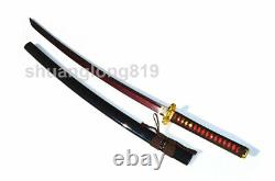 Japanese Samurai Sword Katana Blood Red Damascus Folded Steel Blade Battle Ready