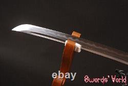 Japanese Wakizashi Warrior Sword CLAY TEMPERED FOLDED 1095 carbon STEEL Blade