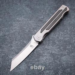 KATSU Camping Pocket Folding Japanese Knife, Titanium & Carbon Fiber Handle, Fra