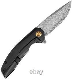 Kansept Knives Accipiter Folding Knife 3.63 Damascus Steel Blade Titanium/CF