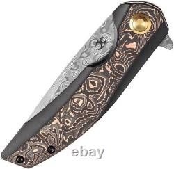 Kansept Knives Accipiter Folding Knife 3.63 Damascus Steel Blade Titanium/CF