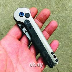 Kansept Knives EDC Folding Knife 3 Damascus Steel Blade Ti/Carbon Fiber Handle