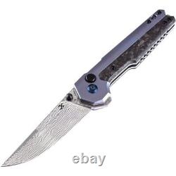 Kansept Knives EDC Tac Folding Knife 3.25 Damascus Steel Blade Carbon Fiber