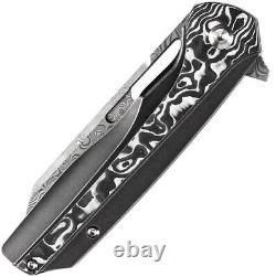 Kansept Knives Folding Knife 3.5 Damascus Steel Blade Titanium/Carbon F Handle