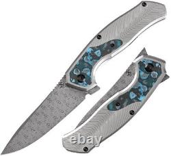 Kansept Knives Havorn Folding Knife 3.5 Damascus Steel Blade Titanium/Carbon F