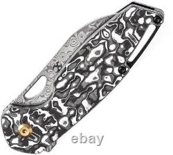 Kansept Knives M6 Folding Knife 3.25 Damascus Steel Blade Carbon Fiber Handle