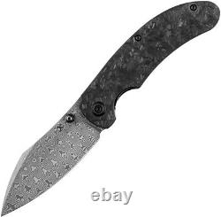 Kansept Knives Nesstreet Folding Knife 3.5 Damascus Steel Blade Carbon Fiber