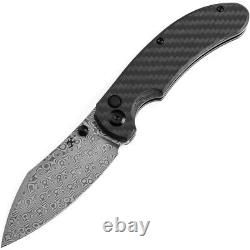 Kansept Knives Nesstreet Folding Knife 3.5 Damascus Steel Blade Carbon Fiber