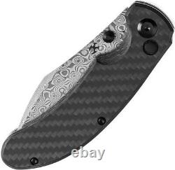 Kansept Knives Nesstreet Folding Knife 3.5 Damascus Steel Blade Carbon Fiber