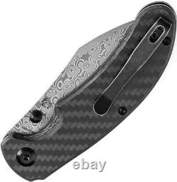 Kansept Knives Nesstreet Folding Knife 3.5 Damascus Steel Blade Carbon Fiber