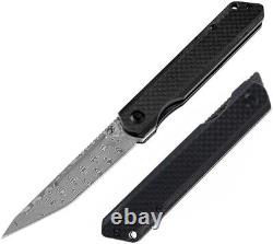 Kansept Knives Prickle Folding Knife 3.53 Damascus Steel Blade Carbon Fiber