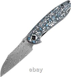 Kansept Knives Prometheus Folding Knife 3.25 Damascus Steel Blade Carbon Fiber