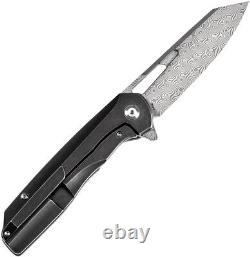 Kansept Knives Shard Framelock Titanium & CF Folding Damascus Knife 1006C3