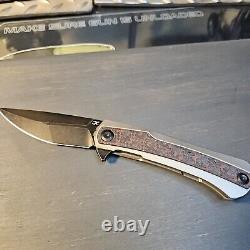 Kansept Kratos Folding Knife Titanium/Red/Black CF Handle S35VN Plain K1024A9