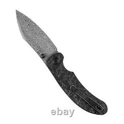Kansept Nesstreet Folding Knife Shred Carbon Fiber Handle Damascus Plain K1039D1