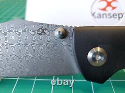 Kansept Shikari With Titanium & Twill CF Handle & Damascus Folding Pocket Knife