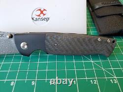 Kansept Shikari With Titanium & Twill CF Handle & Damascus Folding Pocket Knife