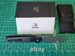 Kansept Shikari With Titanium & Twill CF Handle & Damascus Folding Pocket Knife