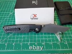 Kansept Shikari With Titanium & Twill CF Handle & Damascus Folding Pocket Knife